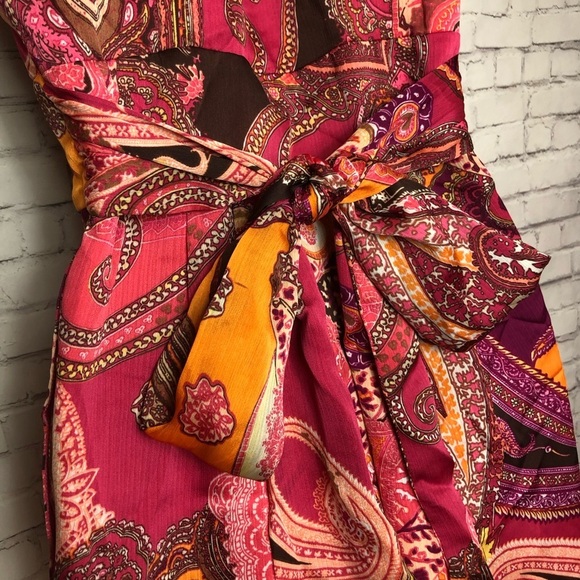 Mattox Halter Chiffon Party Dress Pink Orange Size 2 - Picture 6 of 13